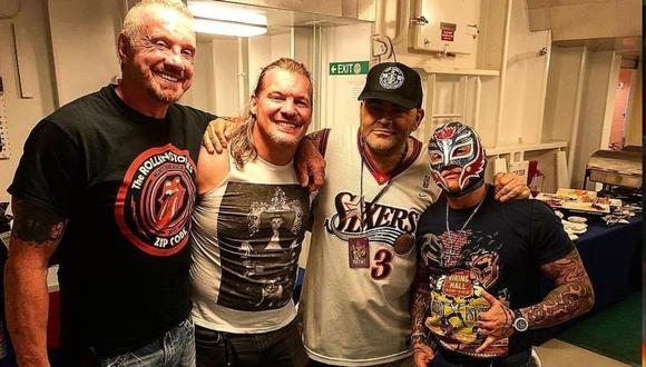 Las leyendas de WCW, de izquierda a derecha: Diamond Dallas Page, Chris Jericho, Konnan y Rey Mysterio. (Foto: Facebook Konnan)