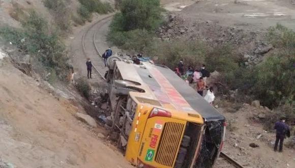 El accidente ocurrió en el kilómetro 49 de la Carretera Central esta mañana en el distrito de Santa Cruz de Cocachacra. (Facebook: Buses ruteros del Perú)