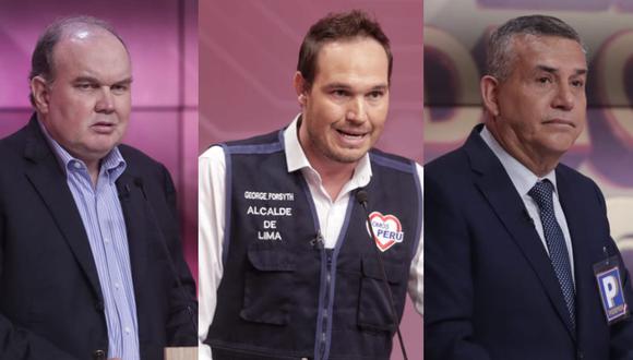 Daniel Urresti, Rafael López Aliaga y George Forsyth son los candidatos favoritos para la Alcaldía de Lima. (Foto: Composición GEC)