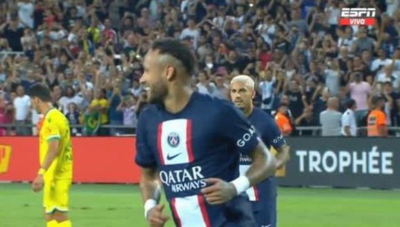 Gol de Neymar para el 4-0 de PSG vs. Nantes. (Captura: ESPN)