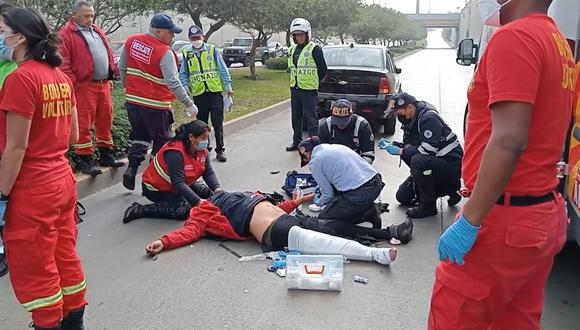 Brigada de Rescate de Surco atendió a motociclista