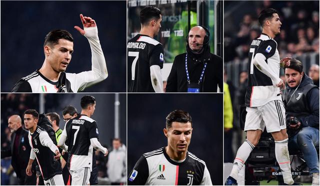 Cristiano Ronaldo enojado al ser cambiado, hace terrible desplante a su técnico y compañeros de Juventus