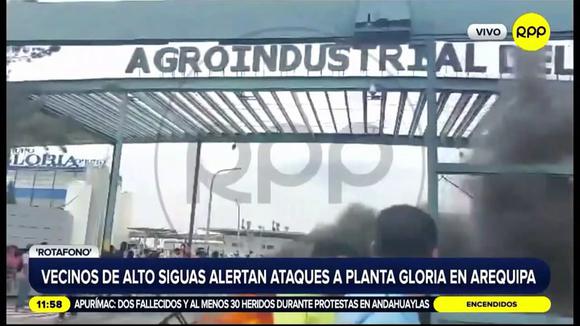 Protestas en Arequipa atacan planta de Gloria Perú y generan desmanes VIDEO  manifestaciones en Perú por crisis política | ACTUALIDAD | TROME
