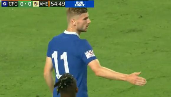 Gol de Timo Werner para el 1-0 de Chelsea vs. América. (Captura: TUDN)