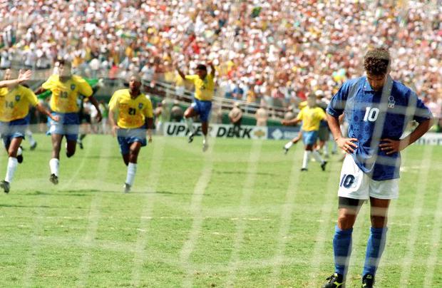 Roberto Baggio falló el penal decisivo para darle la cuarta Copa del Mundo a Brasil (Foto: AFP)