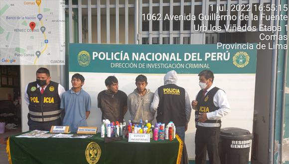 Integrantes de banda 'Los Malacos' fueron conducidos al Depincri Comas para ser investigados y saber si están implicados en otros robos.