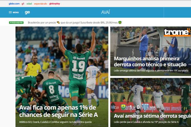 Portada de Globoesporte sobre Avaí FC (@globoesporte)