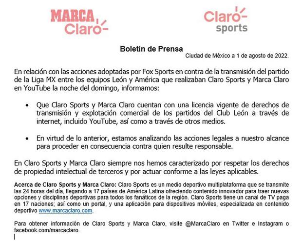 Marca Claro y su postura por la interrupción de la transmisión del León vs. América.  (Foto: Twitter/ @arturoelias).