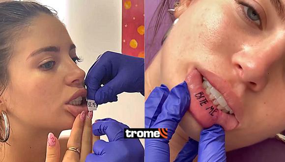 Flavia Laos se hizo un polémico tatuaje en el labio junto a su hermana: “Muérdeme”