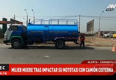 Una mototaxista murió tras chocar con un camión cisterna en Carabayllo