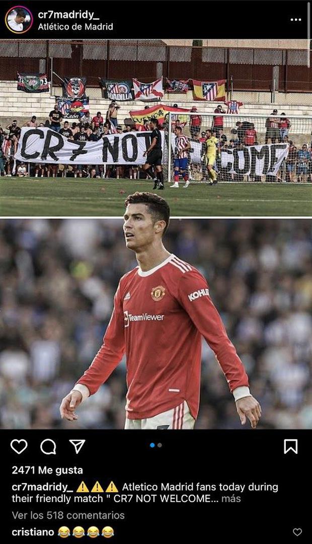 Cristiano Ronaldo respondió a los hinchas de Atlético de Madrid. (Foto: Instagram)