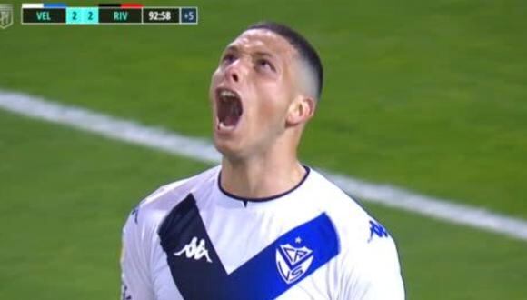 Osorio pueso el 2-2 de Vélez vs. River. (Foto: Captura ESPN)
