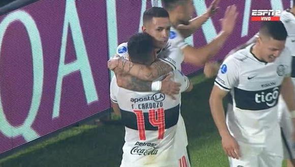 Gol de Derlis González para el 1-0 del Olimpia vs. Atlético Goianiense en Copa Sudamericana. (Foto: ESPN)