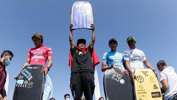 Maycol Yance dejó en alto el nombre del país en el Erizos Iquique Bodyboard Pro Júnior 2022. Foto: IBC.