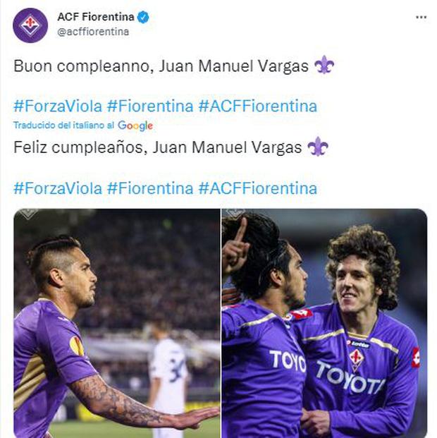 El saludo de Fiorentina al 'Loco' Vargas.
