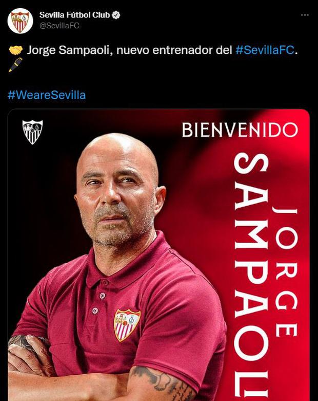 Sampaoli es nuevo entrenador de Sevilla. (Foto: Twitter de Sevilla)