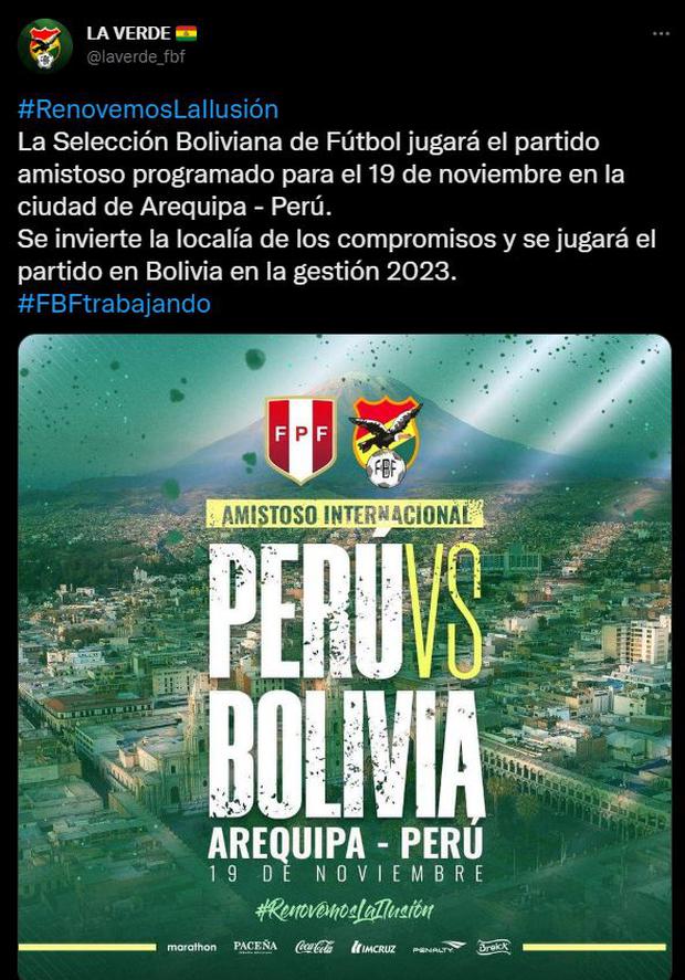 Perú y Bolivia jugarán en Arequipa. (Foto: Captura)