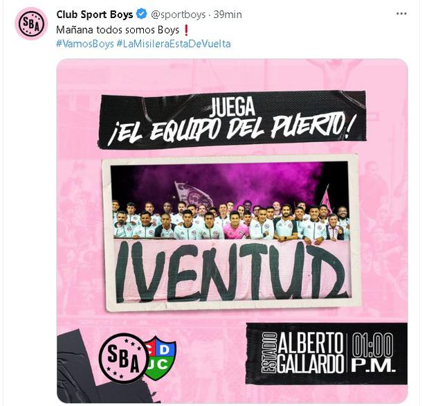 Sport Boys anunció en sus redes sociales que sí jugará ante Unión Comercio. (Sport Boys)