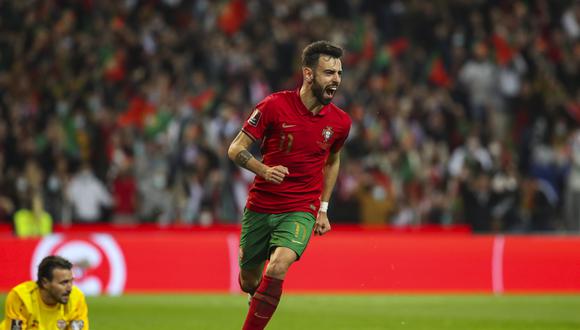Bruno Fernandes marcó el 2-0 de Portugal vs. Macedonia del Norte. (Foto: EFE)