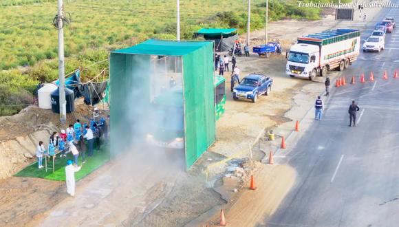 La Libertad: Instalan cabina gigante para desinfectar camiones y buses | VIDEO