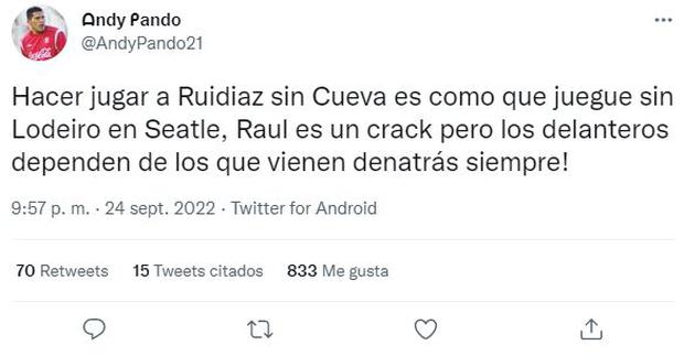 Andy Pando criticó la estrategia de Juan Reynoso que no benefició a Raúl Ruidíaz. (Foto: Captura)