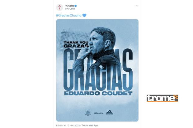 Celta de Vigo anuncia salida de Eduardo Coudet  (@rccelta)