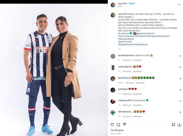 Rosa Fuentes, esposa de Paolo Hurtado, envió un mensaje en sus redes sociales en el que respalda al jugador. (Foto: Instagram)