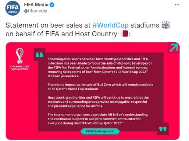 La máxima autoridad del Mundial Qatar 2022 publicó un comunicado vía Twitter anunciado las disposiciones del gobierno (Foto: FIFA / Twitter)