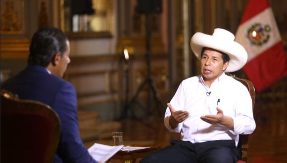 El presidente Pedro Castillo brindó su primera entrevista para un medio internacional. Foto: Presidencia