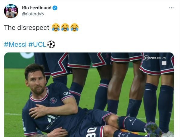 La reacción de Rio Ferdinand con el 'cocodrilo' de Leo Messi. (Foto: Twitter de Rio Ferdinand)