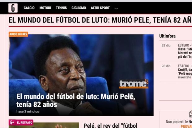 La Gazzetta dello Sport se ocupó de la partida de Pelé  (@lagazzetarp)