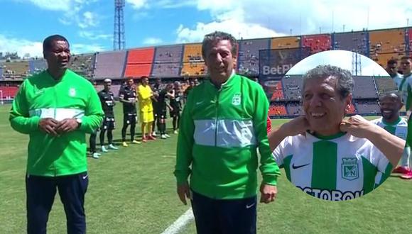 César Cueto y Guillermo La Rosa fue homenajeado por Atlético Nacional y Alianza Lima. Foto: Captura.