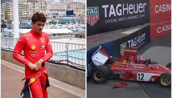 Charles Leclerc chocó la histórica Ferrari de Niki Lauda. (Foto: Captura)