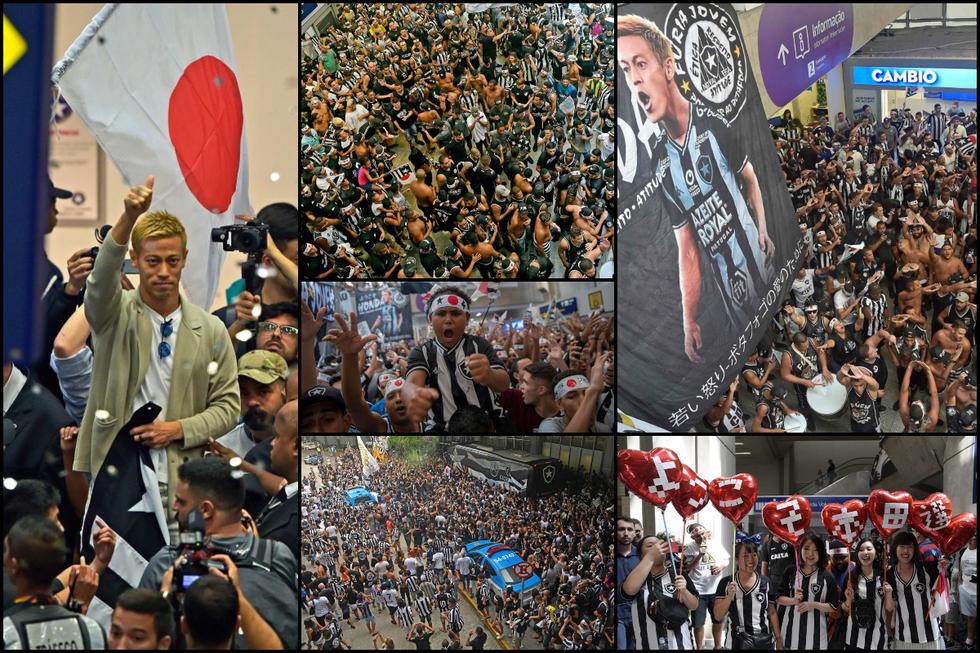 Botafogo: Keisuke Honda desató la locura y fue recibido por miles de hinchas en Río de Janeiro FOTOS