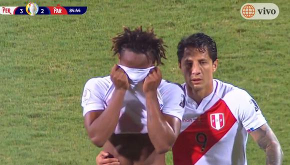 André Carrillo fue expulsado en el Perú vs Paraguay por la Copa América 2021. (América Noticias)