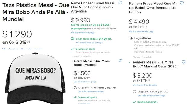 Las gorras con la frase viral de Lionel Messi. (Foto: Mercado Libre)