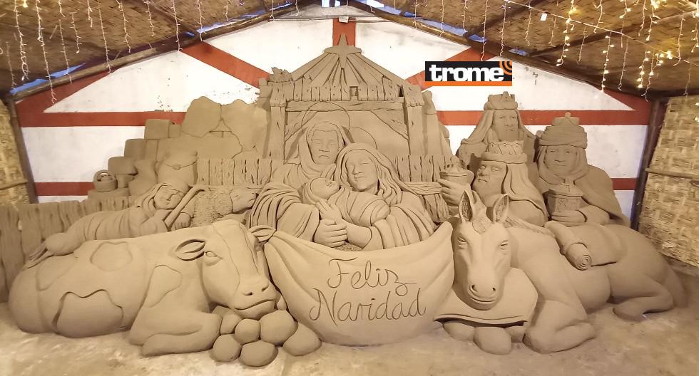 Artista escultor de arena, Rubén Rebatta, en entrevista con Trome presentó el nacimiento navideño más grande del Perú. Está en el Castillo de Chancay. (Isabel Medina)
