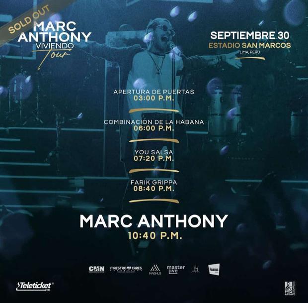 Marc Anthony in Lima what would be the songs for his concert what is