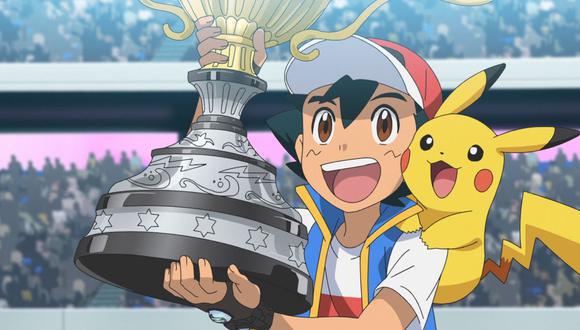Ash Ketchum alza la copa de la competencia y se corona como el nuevo maestro Pokémon. (Foto: Pokémon)