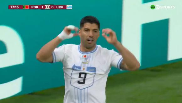 Luis Suárez falló una clara ocasión de gol en el Uruguay vs. Portugal. (Foto: Captura)